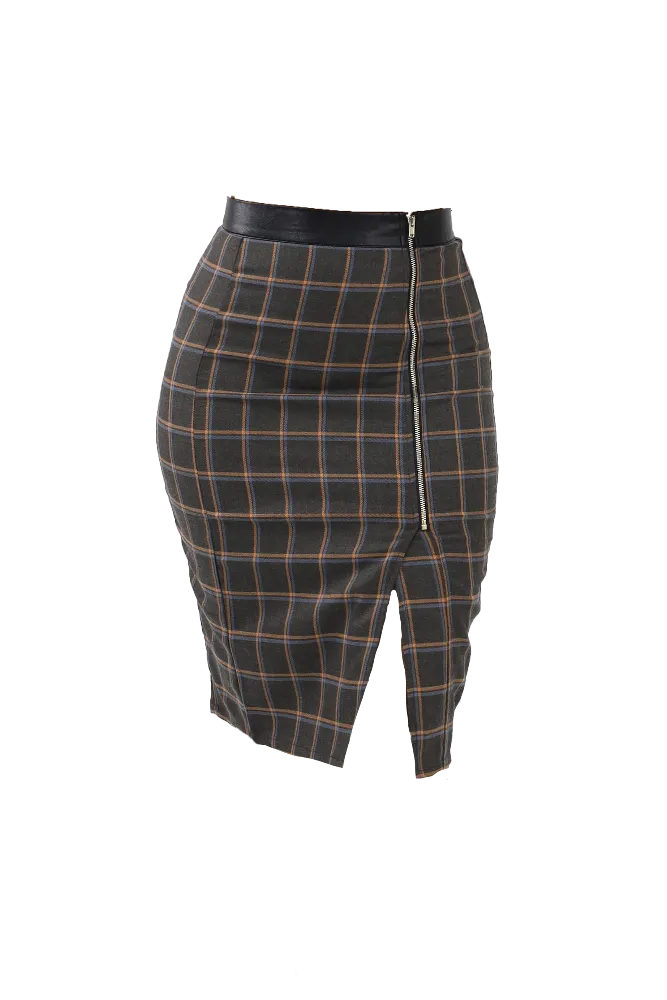 Plaid Perfection Pencil Skirt - Gray