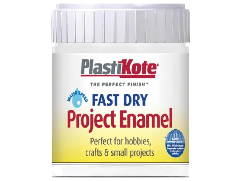 Plastikote Fast Dry Enamel Paint B4 Bottle Gloss White 59Ml
