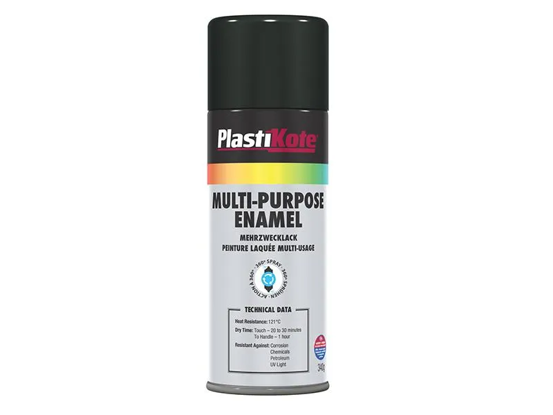 Plastikote Multi Purpose Enamel Spray Paint Gloss Black 400Ml