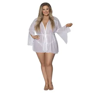 Plus Size White Short Length Flowy Robe NWT