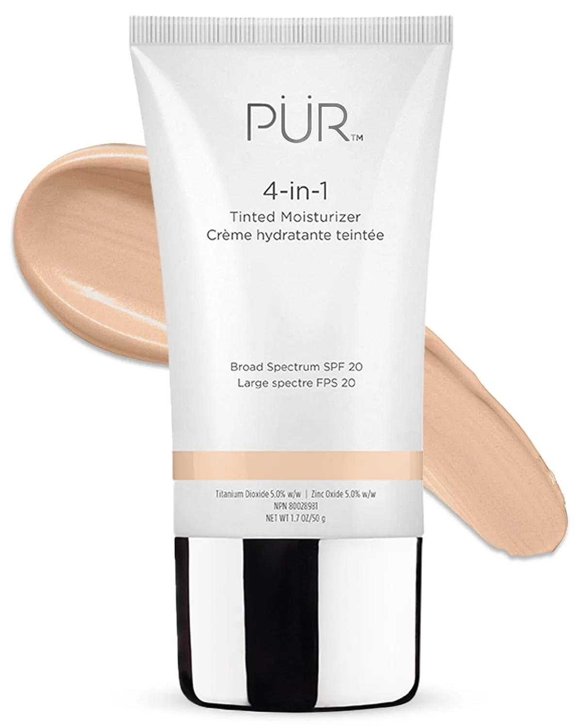 PÜR Beauty 4-In-1 Tinted Moisturizer with SPF 20 - Hydrating Face Moisturizer, Primer, & Foundation with Shea Butter, Aloe Vera & Vitamin B3 - Vegan Friendly - Free of Paraben, Gluten & BPA