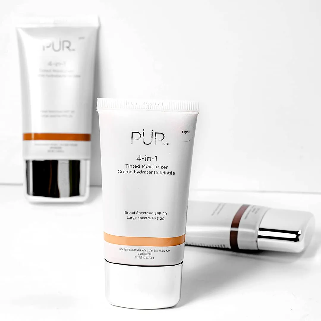 PÜR Beauty 4-In-1 Tinted Moisturizer with SPF 20 - Hydrating Face Moisturizer, Primer, & Foundation with Shea Butter, Aloe Vera & Vitamin B3 - Vegan Friendly - Free of Paraben, Gluten & BPA
