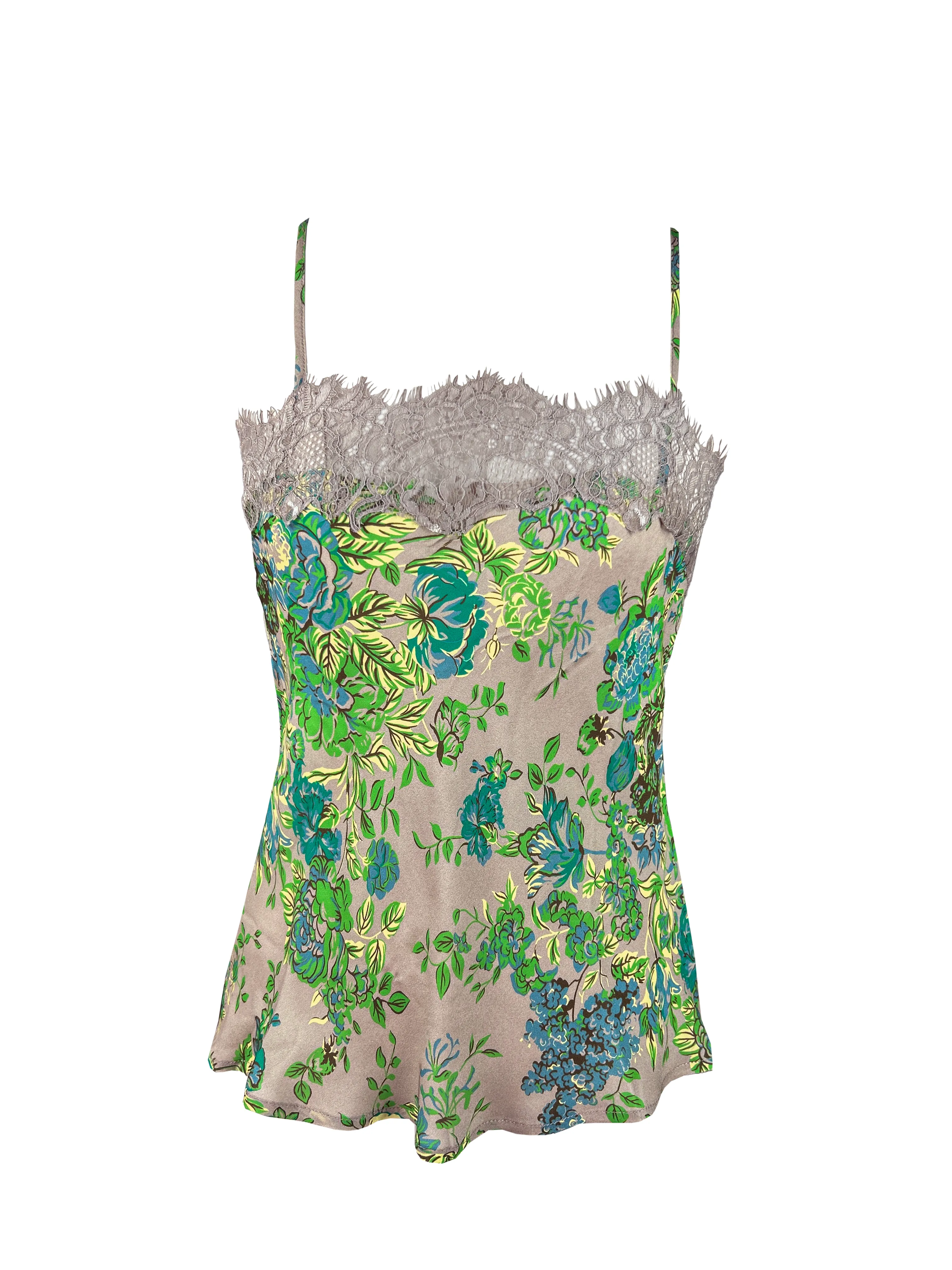 Printed Sheer Harlow Bias Camie - Light Taupe English Garden Print