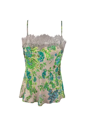 Printed Sheer Harlow Bias Camie - Light Taupe English Garden Print