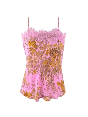 Printed Sheer Harlow Bias Camie - Pink English Garden Print