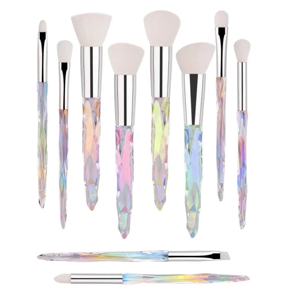 Professional Makeup Brush, Acrylic Diamond Handle Make Up Brushes Series for Full Face Foudation Blush Eyeshadow Concealers Powder Transparent Beauty Tools