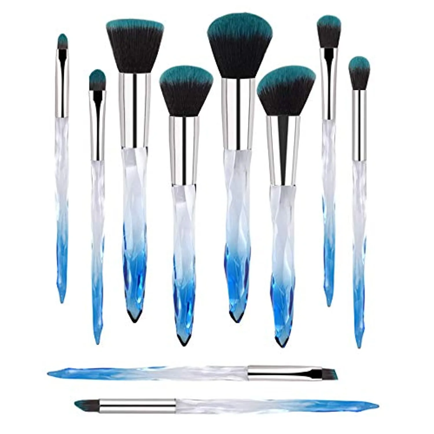 Professional Makeup Brush, Acrylic Diamond Handle Make Up Brushes Series for Full Face Foudation Blush Eyeshadow Concealers Powder Transparent Beauty Tools