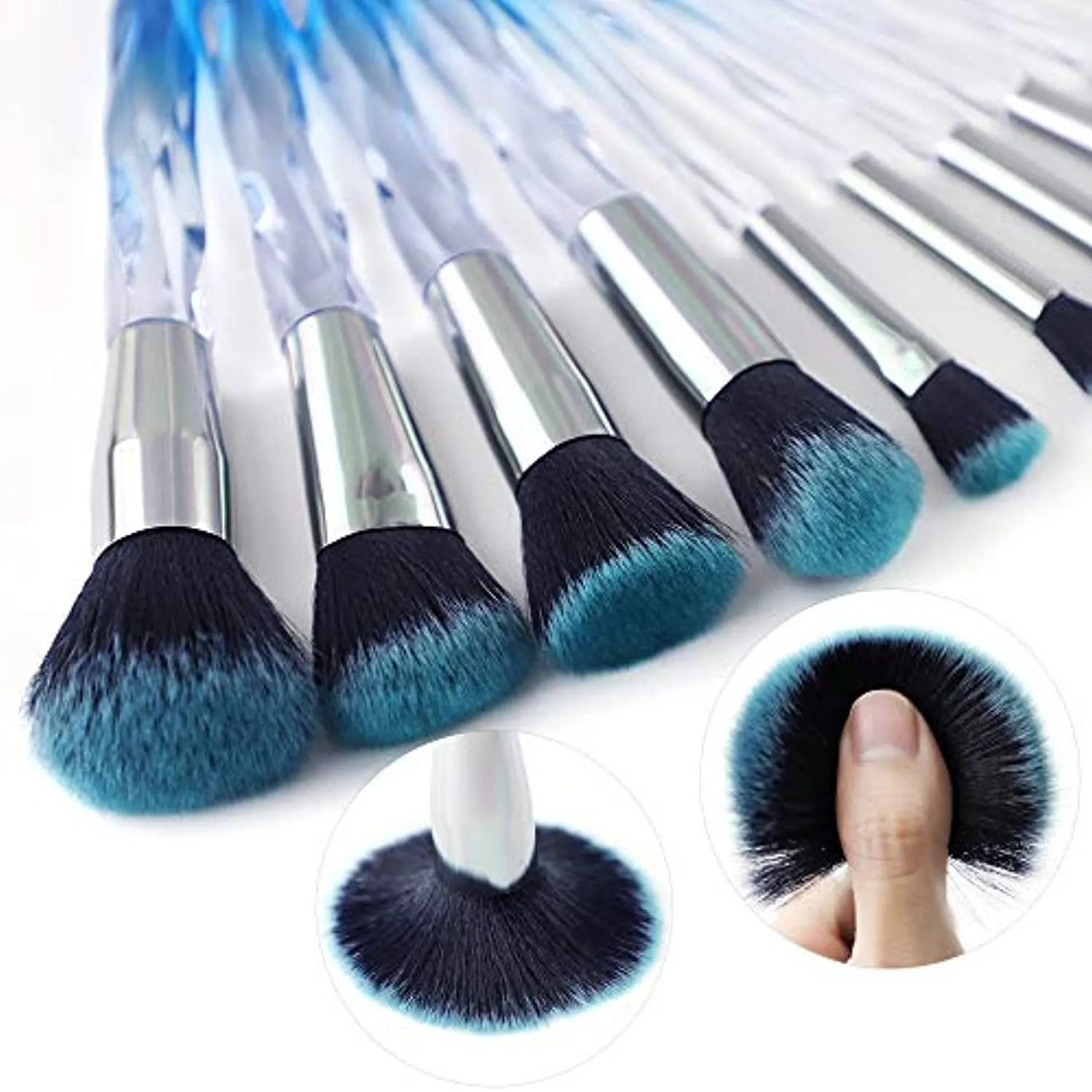 Professional Makeup Brush, Acrylic Diamond Handle Make Up Brushes Series for Full Face Foudation Blush Eyeshadow Concealers Powder Transparent Beauty Tools