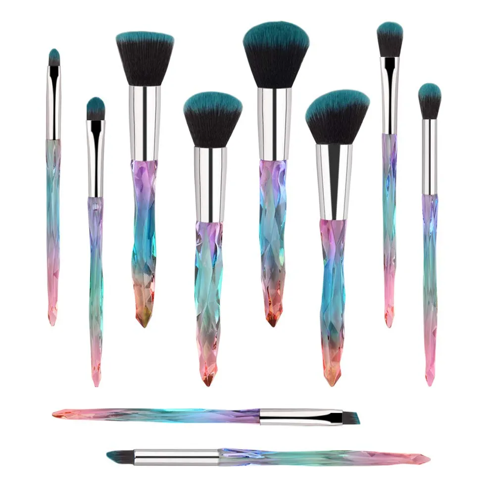Professional Makeup Brush, Acrylic Diamond Handle Make Up Brushes Series for Full Face Foudation Blush Eyeshadow Concealers Powder Transparent Beauty Tools