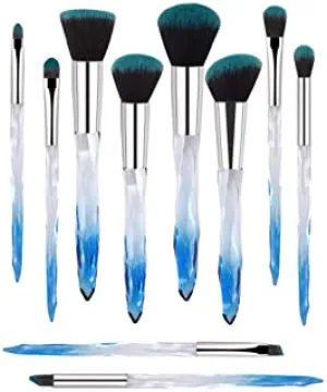 Professional Makeup Brush, Acrylic Diamond Handle Make Up Brushes Series for Full Face Foudation Blush Eyeshadow Concealers Powder Transparent Beauty Tools