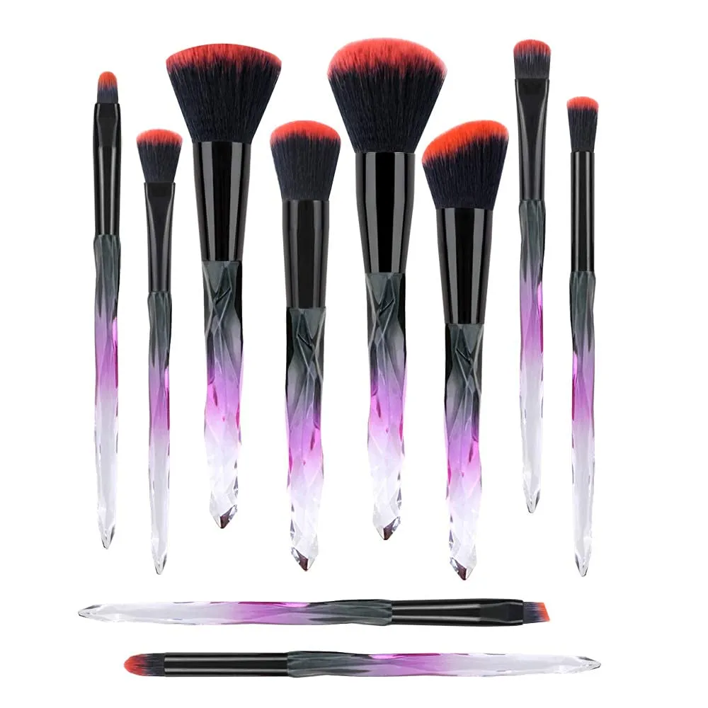 Professional Makeup Brush, Acrylic Diamond Handle Make Up Brushes Series for Full Face Foudation Blush Eyeshadow Concealers Powder Transparent Beauty Tools