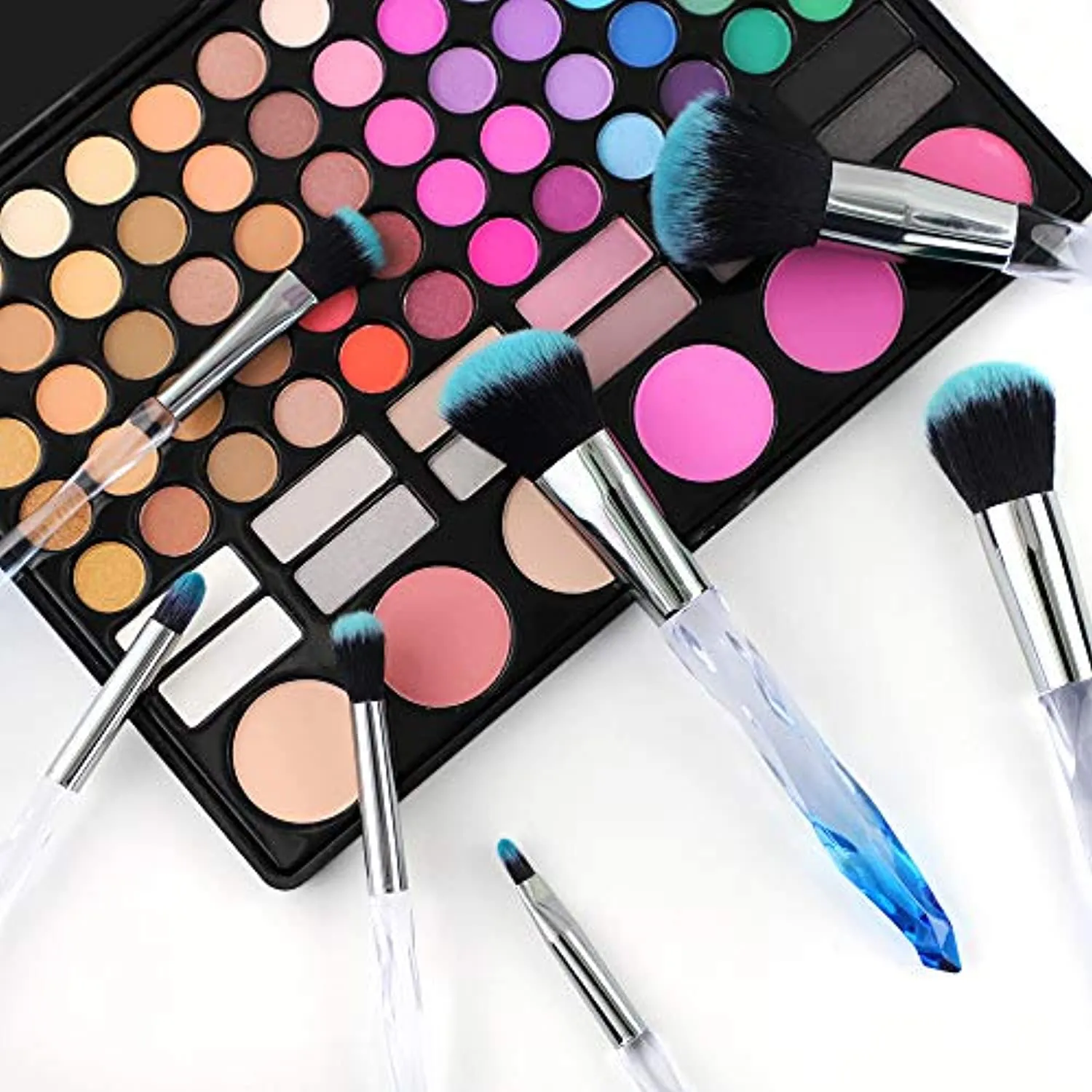 Professional Makeup Brush, Acrylic Diamond Handle Make Up Brushes Series for Full Face Foudation Blush Eyeshadow Concealers Powder Transparent Beauty Tools