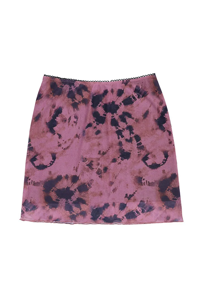 QS3302 Tie Dye Sheer Mini Skirt