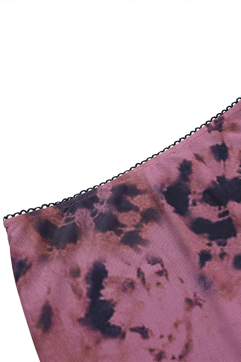 QS3302 Tie Dye Sheer Mini Skirt