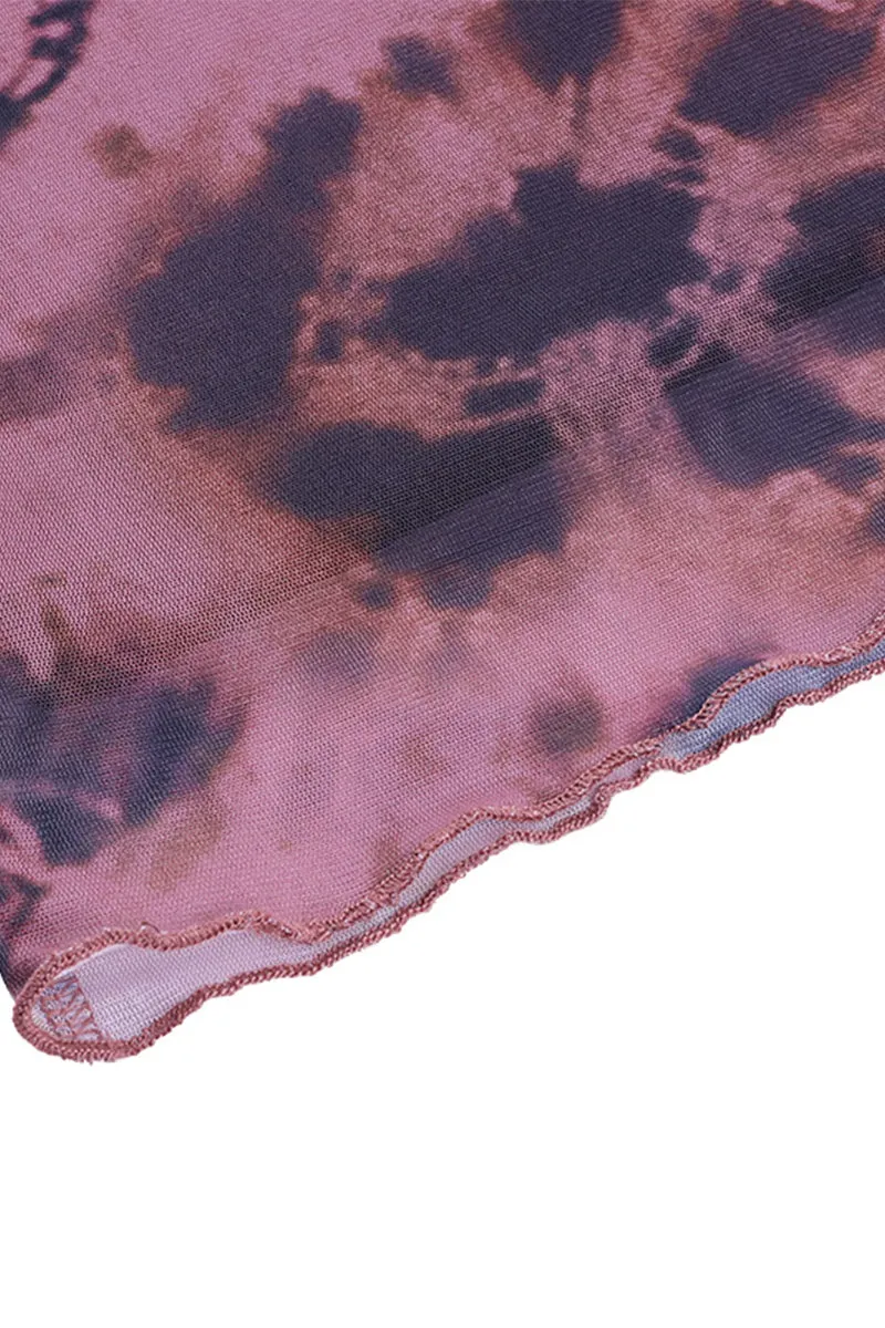 QS3302 Tie Dye Sheer Mini Skirt