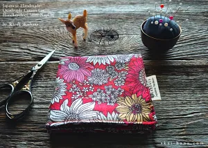 Quadruple Reversible Japanese Handkerchief, Flower Garden Red ⦿wghc0017