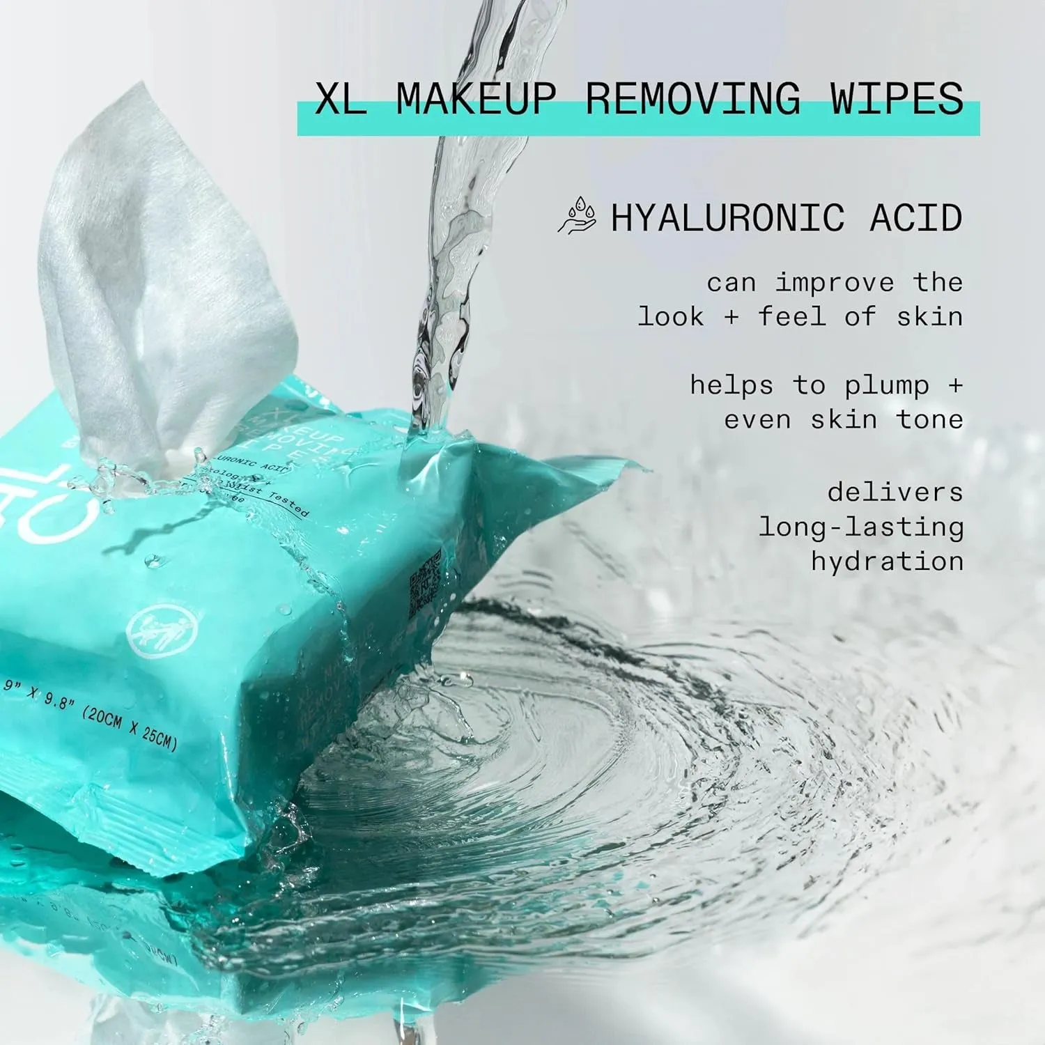 Real Clean XL Makeup Removing Wipes, Hydrating Facial Wipes, Infused with Hyaluronic Acid, Dual-Usage Cleansing Wipes Repair Skin & Gently Remove Makeup, Fragrance Free, 25 Count