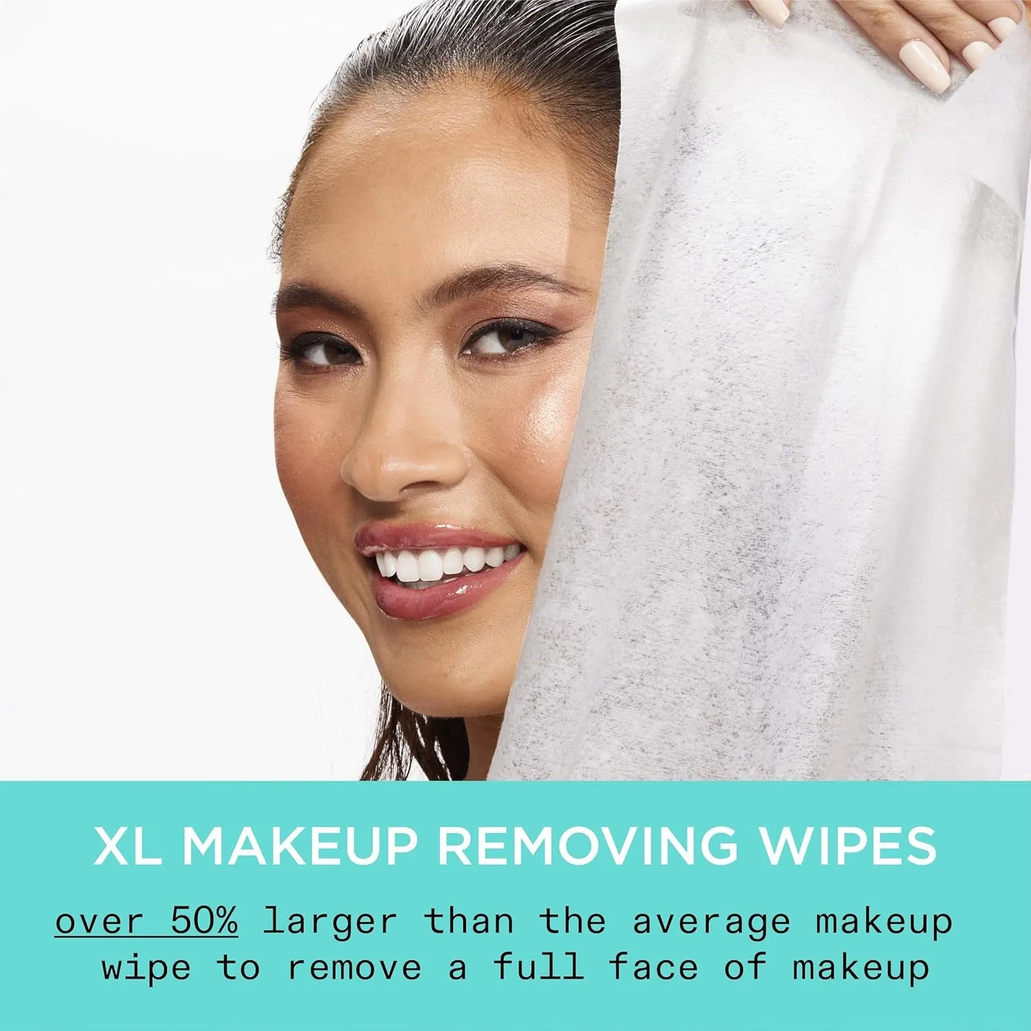 Real Clean XL Makeup Removing Wipes, Hydrating Facial Wipes, Infused with Hyaluronic Acid, Dual-Usage Cleansing Wipes Repair Skin & Gently Remove Makeup, Fragrance Free, 25 Count