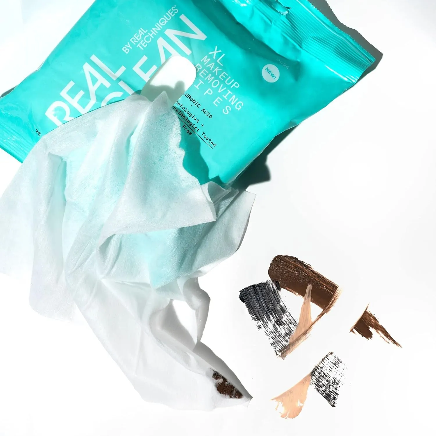 Real Clean XL Makeup Removing Wipes, Hydrating Facial Wipes, Infused with Hyaluronic Acid, Dual-Usage Cleansing Wipes Repair Skin & Gently Remove Makeup, Fragrance Free, 25 Count