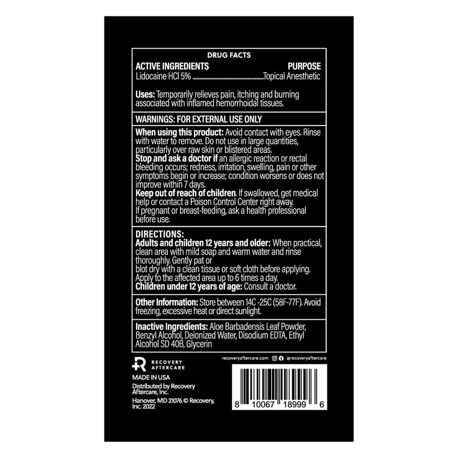 Recovery Derm - Numbing Spray 4 oz