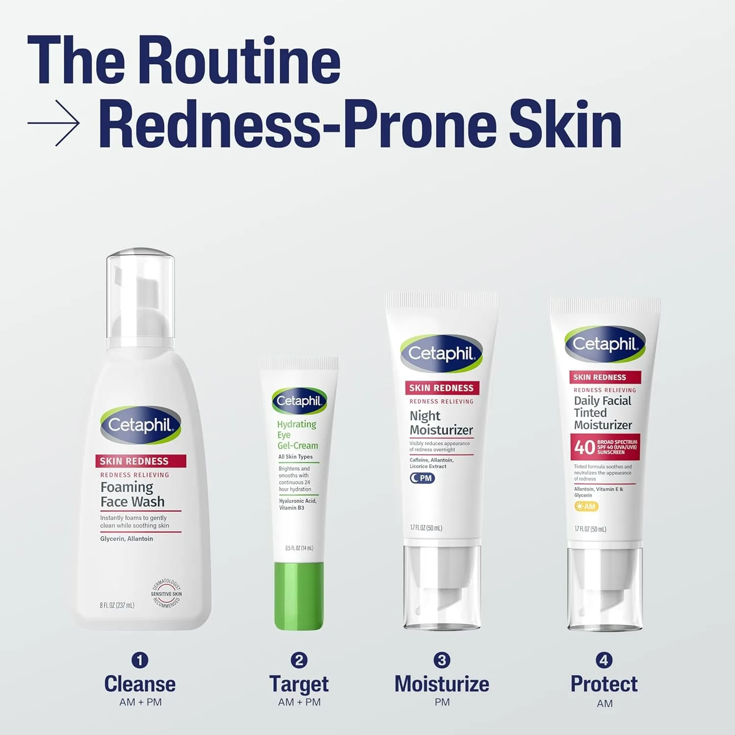 Redness Relieving Daily Facial Moisturizer SPF 40, 1.7 Fl Oz, Broad Spectrum Sunscreen, Neutral Tint, for Redness-Prone Skin