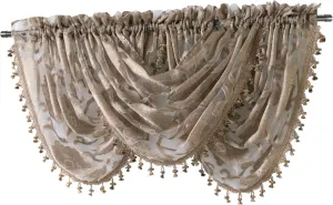 Regal Home Milawi Decorative Clipped Sheer Waterfall Valance Brown 57" x 37"