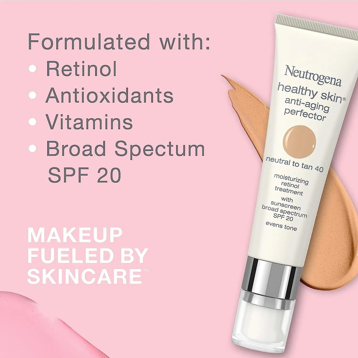 Retinol Treatment and Tinted Facial Moisturizer, Healthy Skin Anti-Aging Perfector with Broad Spectrum SPF 20 Sunscreen with Titanium Dioxide, 20 Fair to Light, 1 Fl. Oz