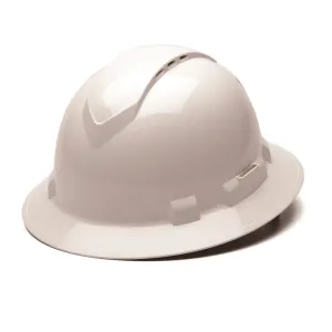 Ridgeline Full Brim Vented Hard Hat with 4-Point Ratchet Suspension, White HP54110V