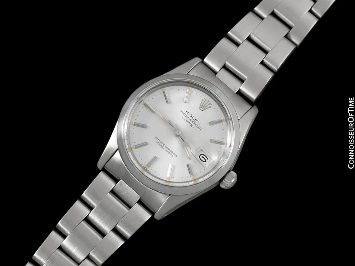Rolex Date (Datejust) Mens Quick-Setting Watch with Silver Dial - Stainless Steel