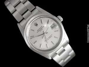 Rolex Date (Datejust) Mens Quick-Setting Watch with Silver Dial - Stainless Steel