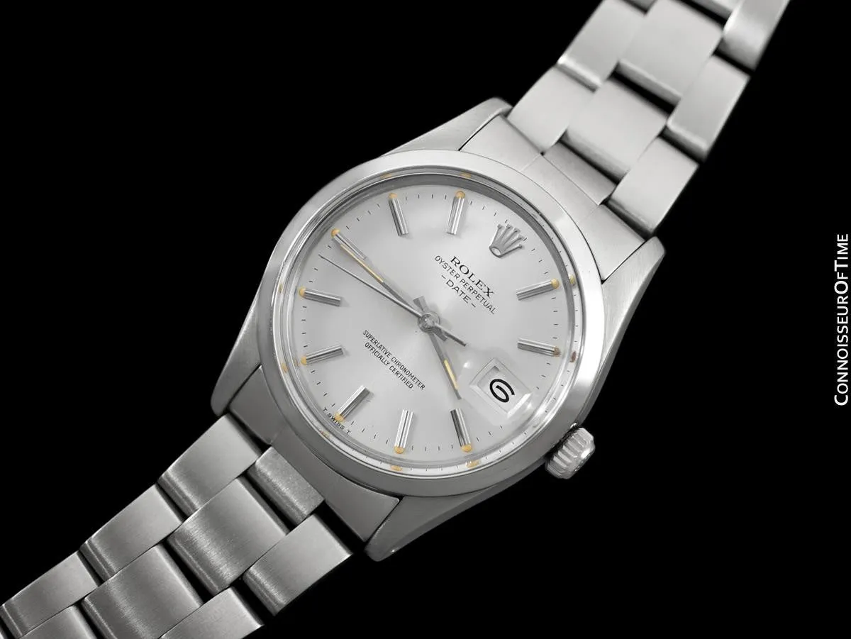 Rolex Date (Datejust) Mens Quick-Setting Watch with Silver Dial - Stainless Steel