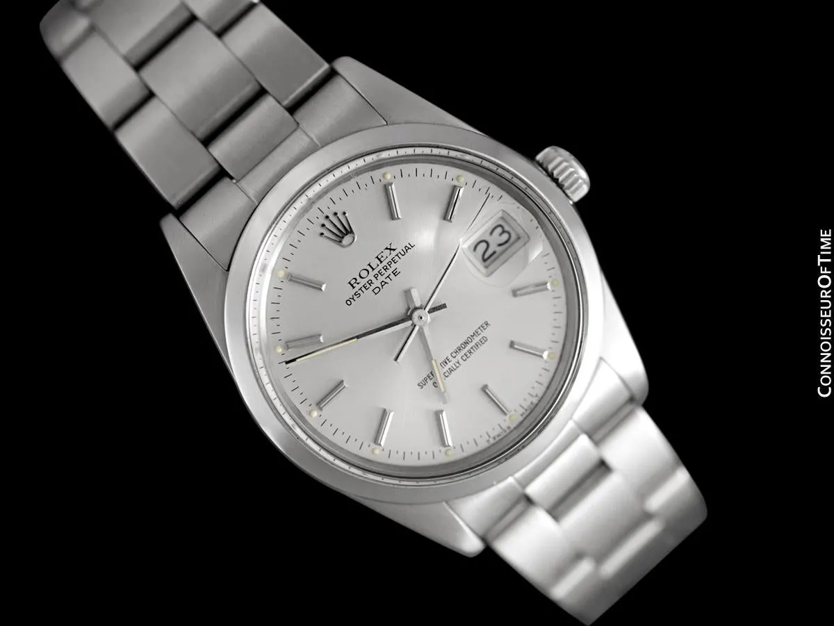 Rolex Date (Datejust) Mens Quick-Setting Watch with Silver Dial - Stainless Steel