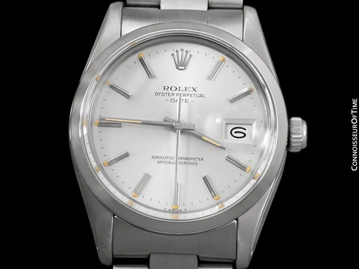 Rolex Date (Datejust) Mens Quick-Setting Watch with Silver Dial - Stainless Steel