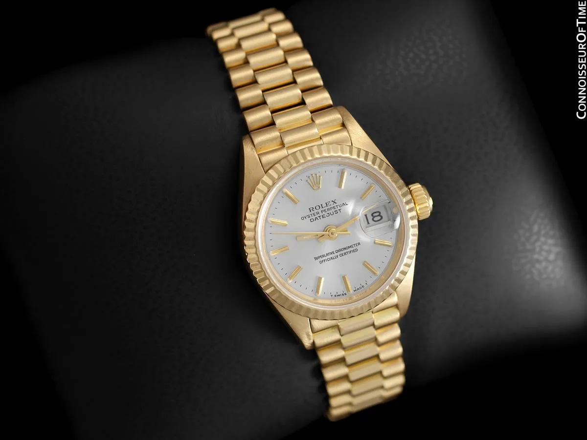 Rolex Ladies President Datejust, Quick-Setting Date, Silver Dial, 69178 - 18K Gold - Papers and Boxes