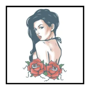 Rose Pin Up Biker Temporary Tattoos