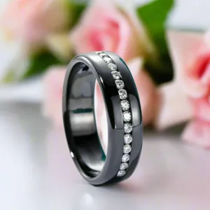 Round Cut Diamond Black Unisex Wedding Band