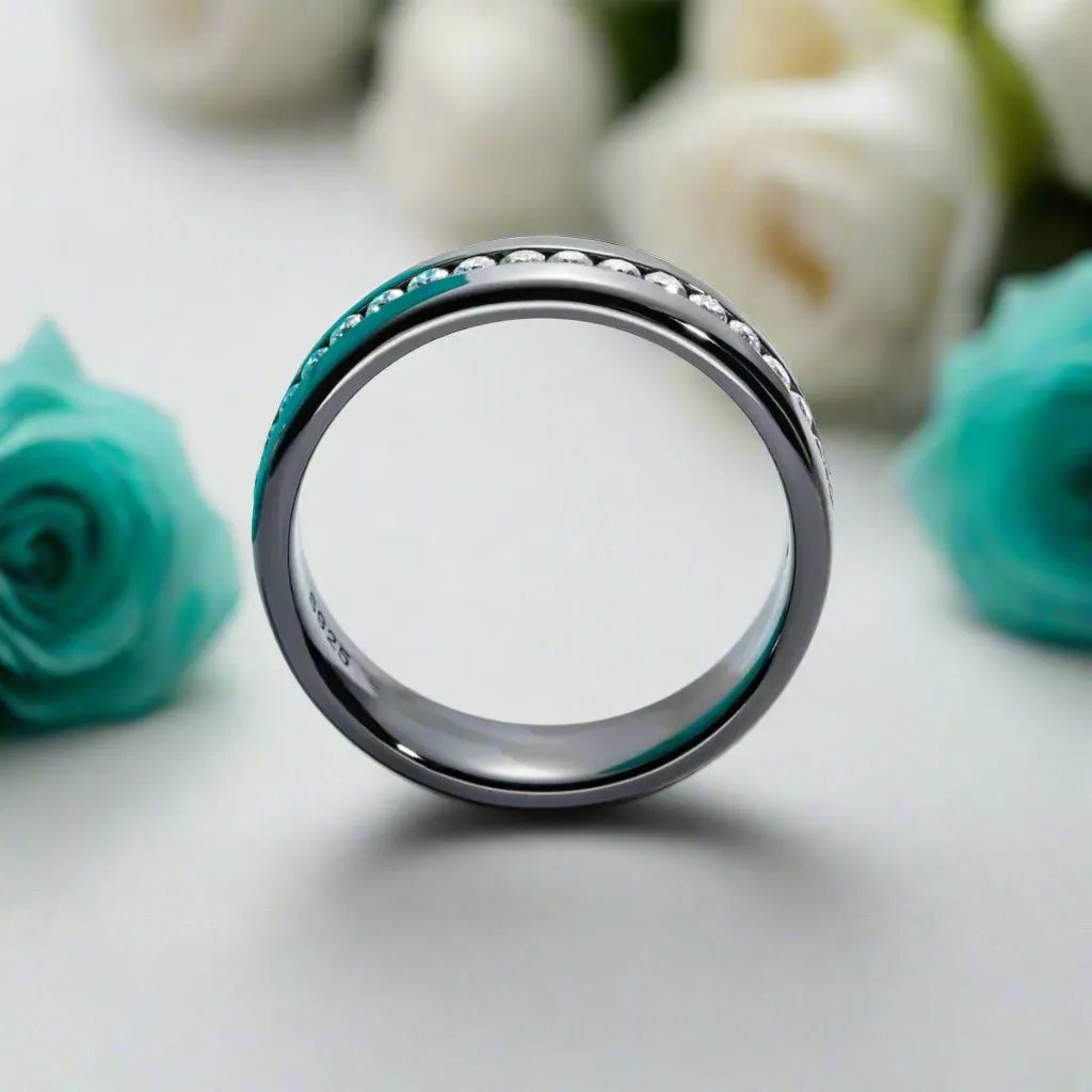 Round Cut Diamond Black Unisex Wedding Band