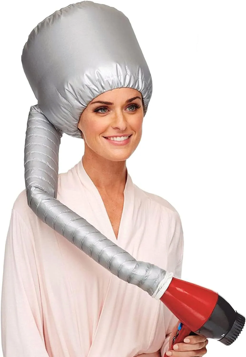 Safety Portable Hair Dryer Bonnet Attachment for Hair Styling - Deep Pink