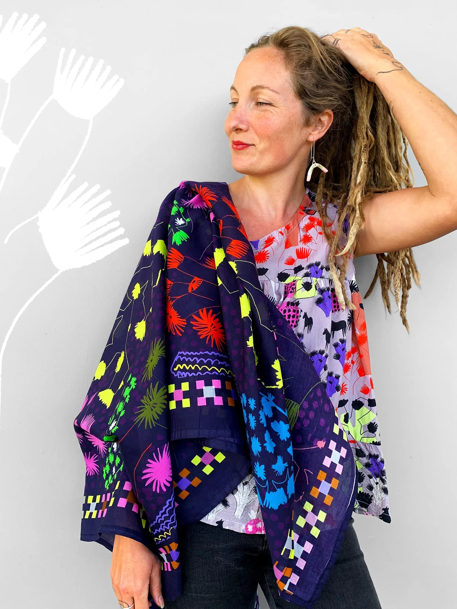 (SAMPLE) Cactus Glow 95% cotton 5% Silk Scarf/Sarong