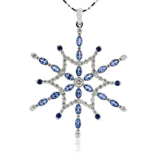Sapphire and Diamond Snowflake Pendant