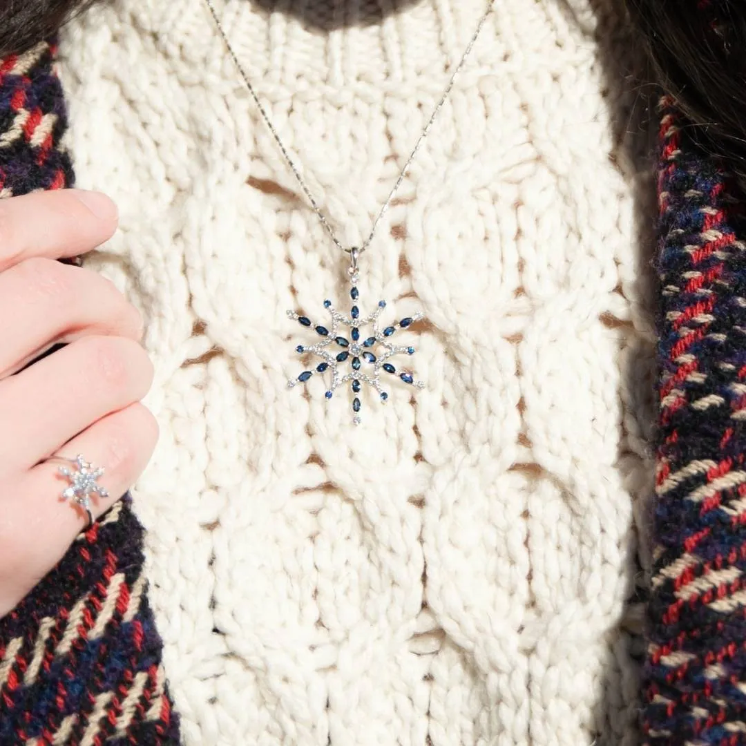Sapphire and Diamond Snowflake Pendant