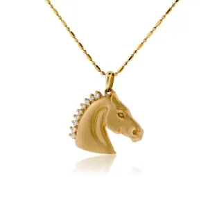 Satin English Horse with Diamond Mane Necklace