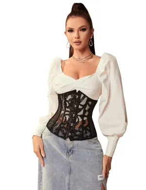 Scandals Mesh Corset with Floral Panels - Enhance Your Figure and Make a Bold Statement