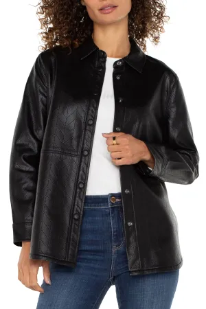 Seamed Vegan Leather Shacket