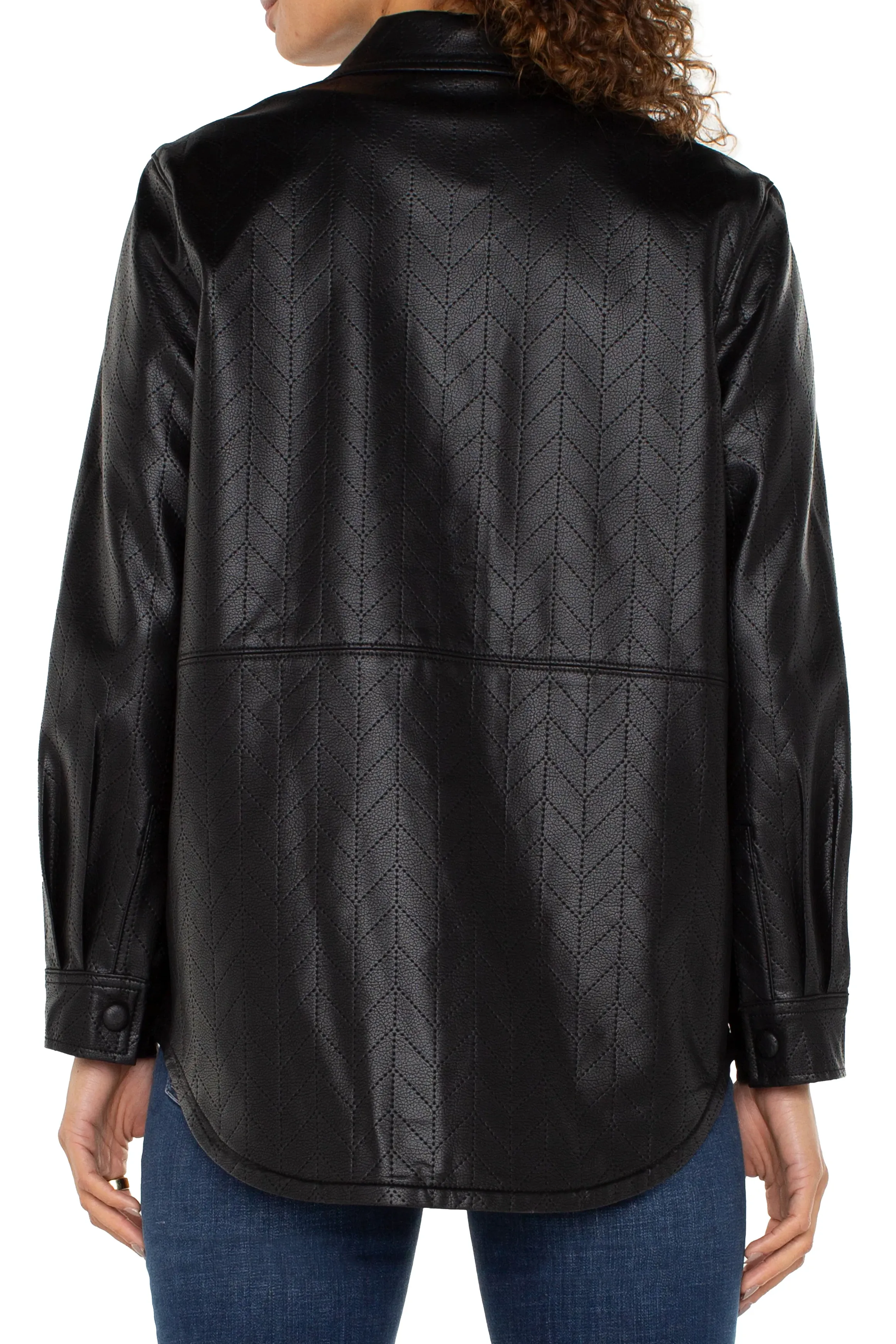 Seamed Vegan Leather Shacket