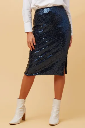 sequin midi skirt side split (s516654)
