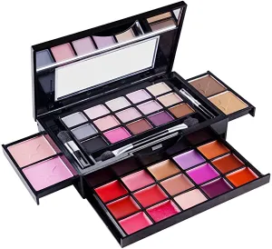 SHANY Fierce & Flawless All-in-One Makeup Set Compact with Mirror, 15 Eye Shadows, 2 Bronzers, 2 Blushes and 15 Lip/Eye Glosses - Applicators Included
