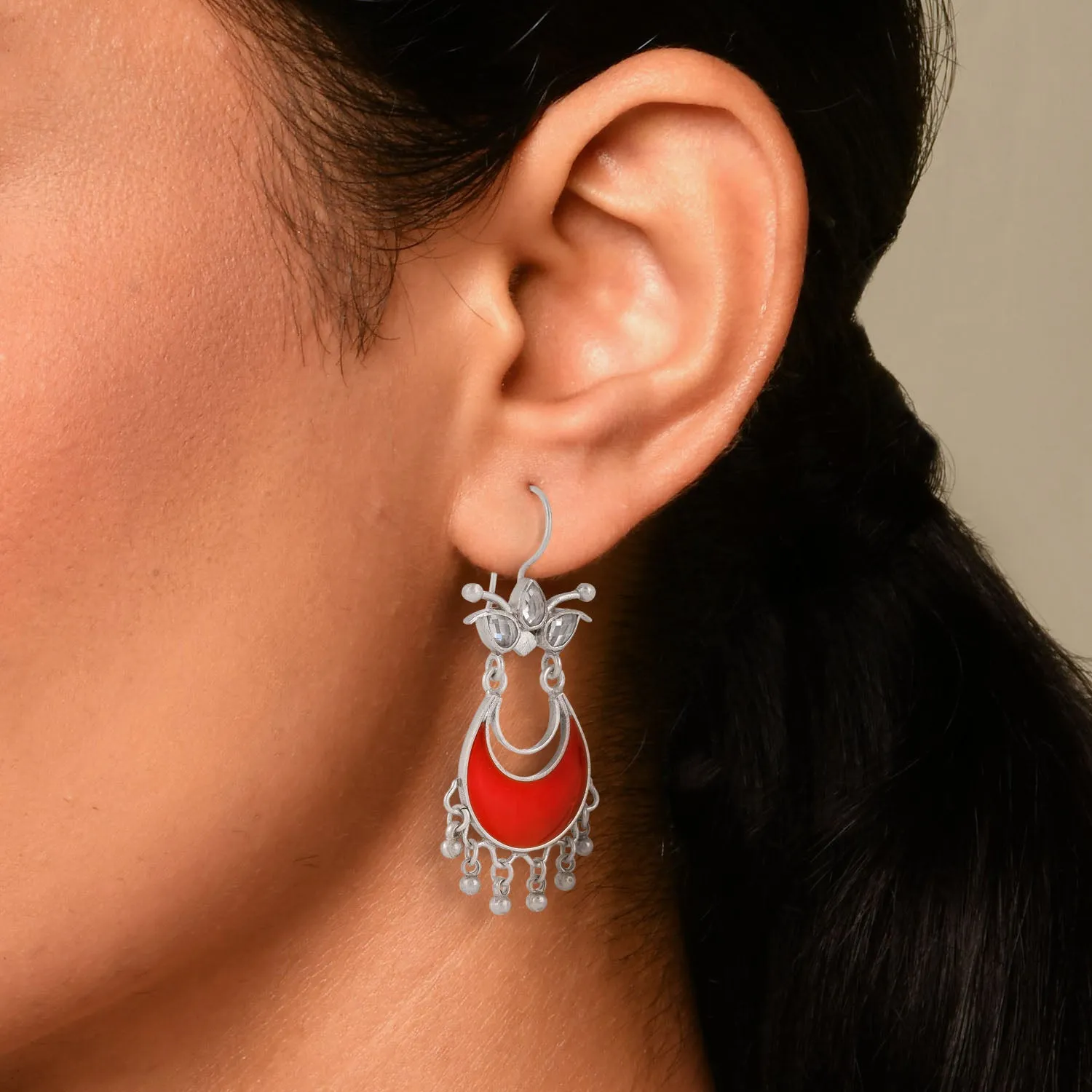 Shreya Earrings Red