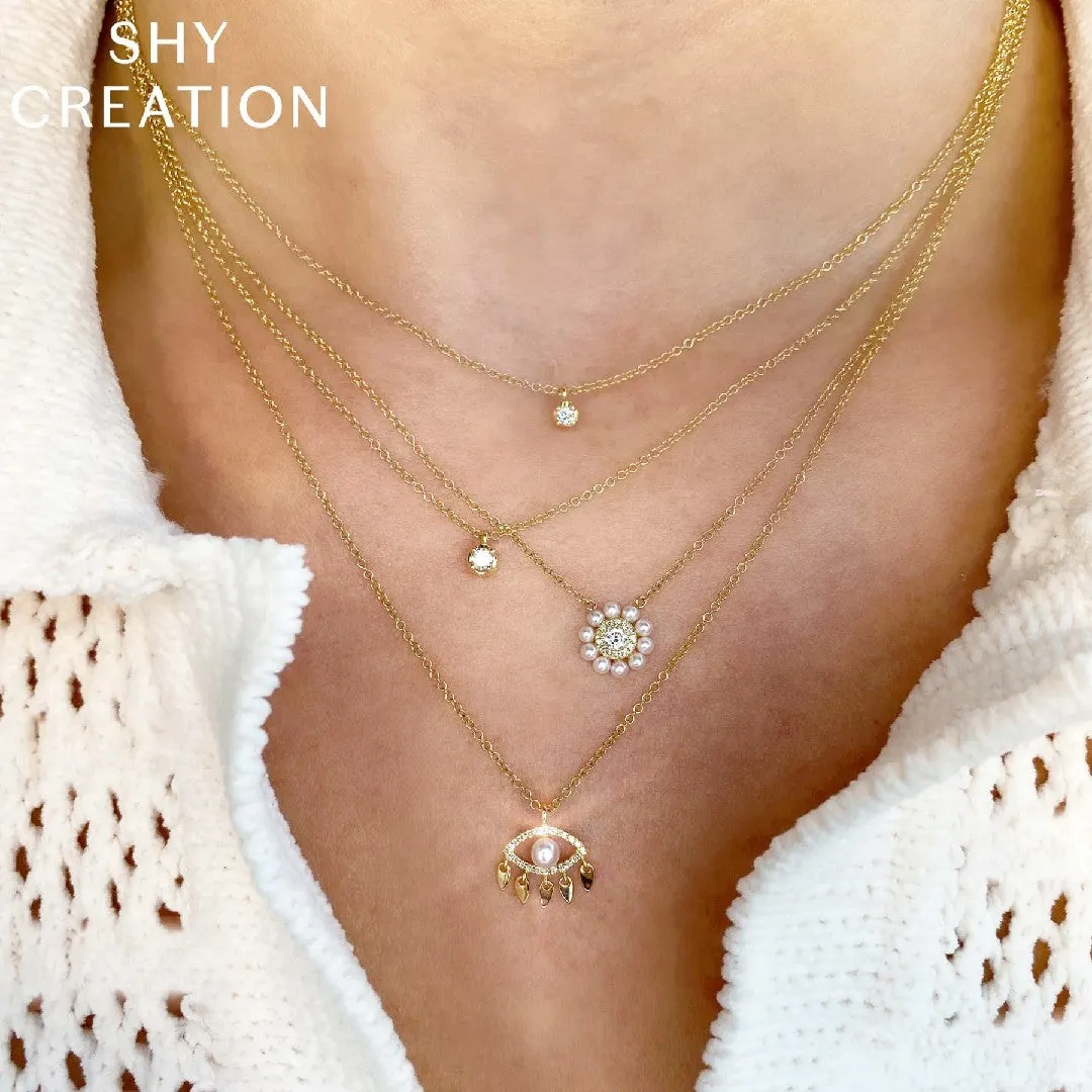 Shy Creation Crown Setting Diamond Necklace