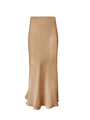 Silk Bias Long Skirt - Dune Sand